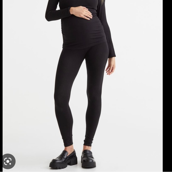 HM Mamma black seamless maternity leggings high waisted stretchy size medium - Picture 1 of 4